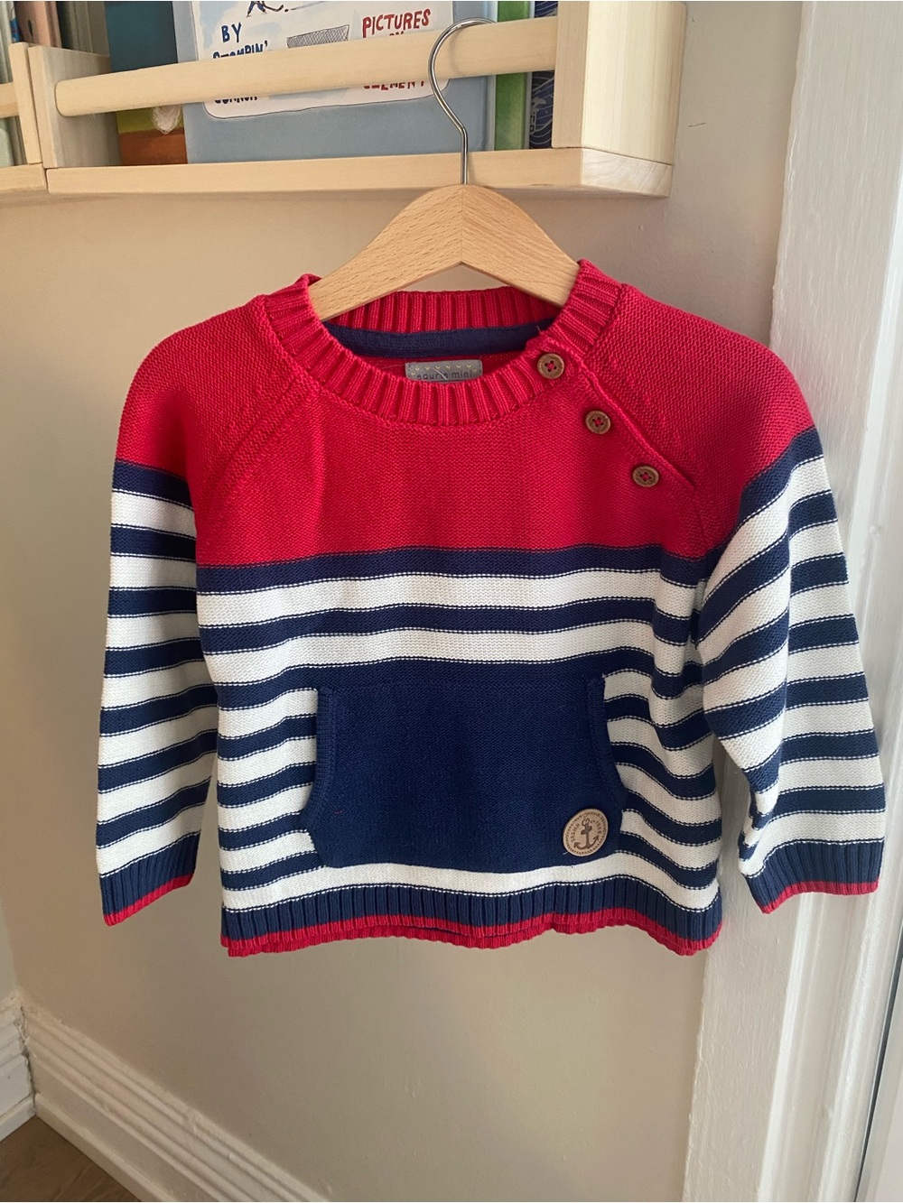 Children's Striped Knit Sweater - Red, Navy & White